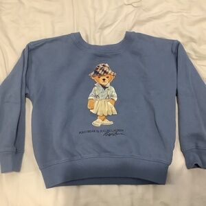 Dusty blue Ralph Lauren girls bear sweater